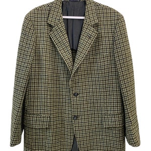 Vintage 80s Burberrys Plaid Wool Blazer Jacket