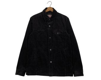 【80s】Euro Vintage Black Corduroy Coat Vintage Diesel Size M Corduroy Jacket Corduroy Jacket 80s