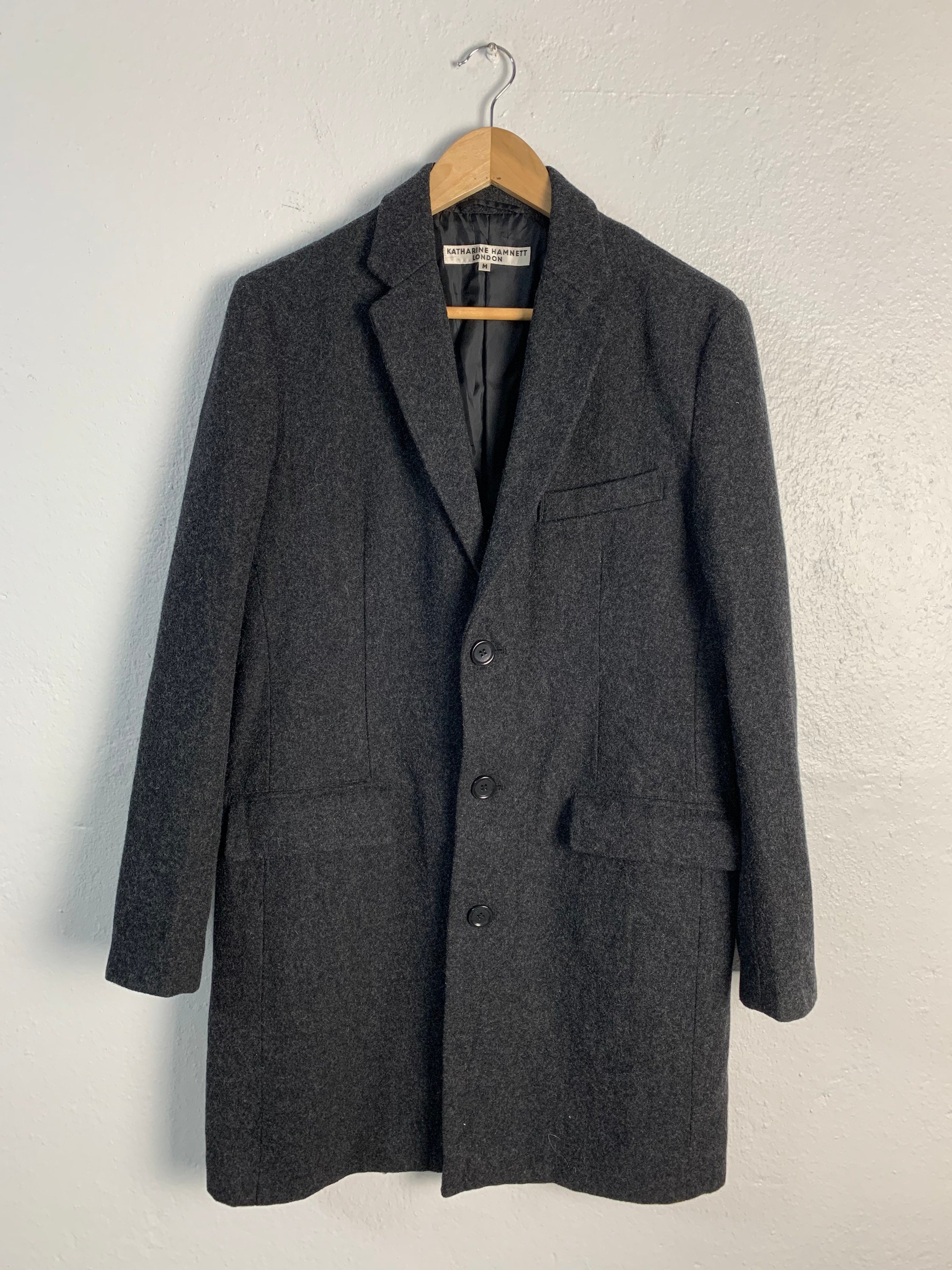 KATHARINE HAMNETT Vintage 90s Women Black Wool Coat Blazer
