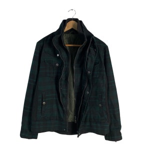 Semantic Design Plaid Tartan Double Zipper Jacket