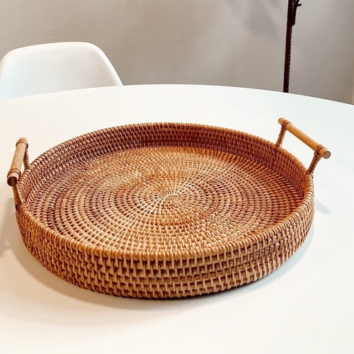 Rattan Serving Tray Handwoven Rattan Platter Rattan Etsy