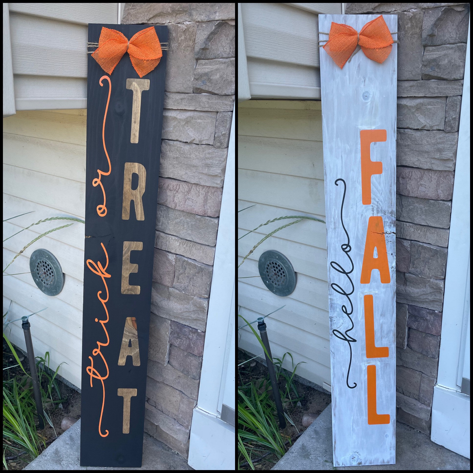 Reversible Fall Sign Reversible Front Porch Vertical Sign | Fall Decor | Trick or Treat ...