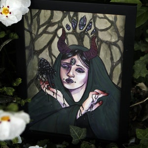 Original illustration "Forest witch" - fantasy art, sylvan, forest magic, fairyland, folklore, cottagecore, Otherworld, spiritual