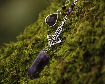 "Arabesque" pendulum (pendulum) - divination pendulum in amethyst and garnet vintage medallion, dowsing energy care lithotherapy