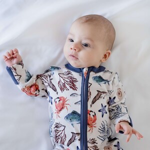 GrowGrows Bamboo & Organic SleepSuit SeaLife