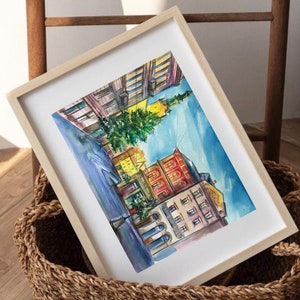 Lviv Ukraine Original art Urban realism, Old city architecture Watercolor 24x31 cm (9.4x12.2 inches)