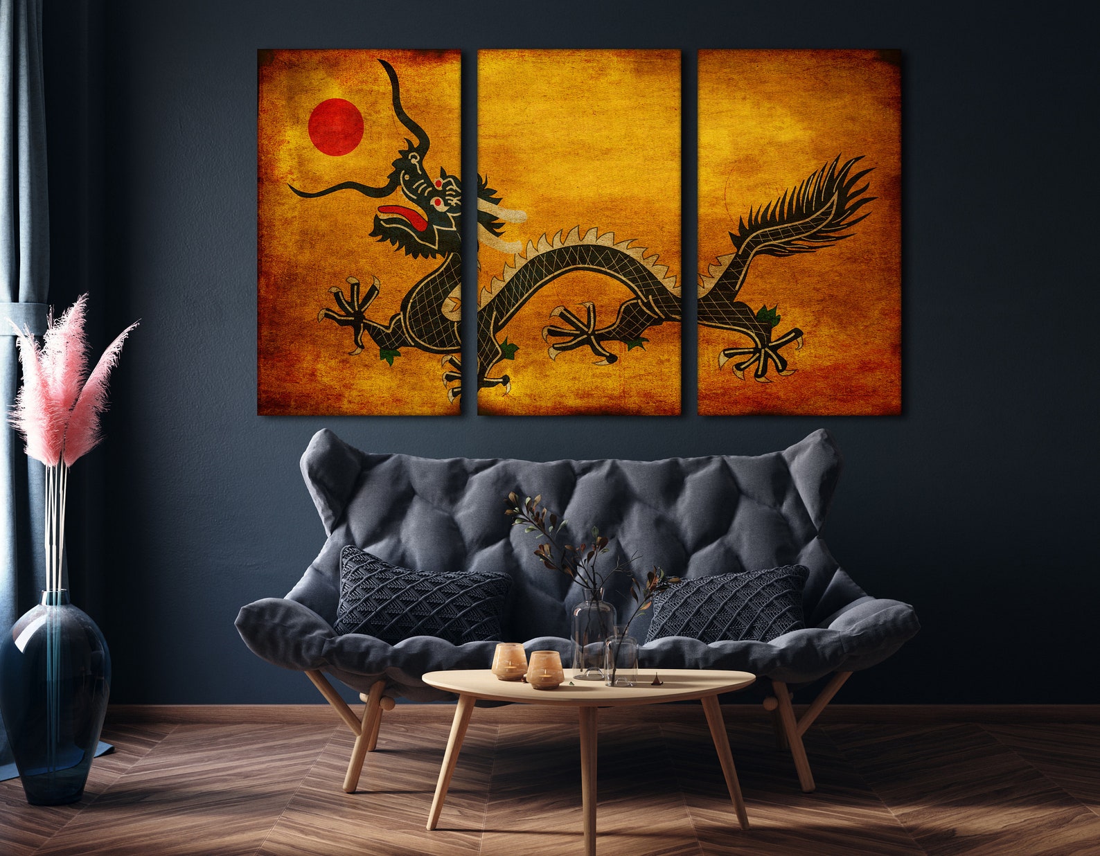 Ukiyoe Japanese Dragon Wall Decor / Abstract Japanese Art / Etsy