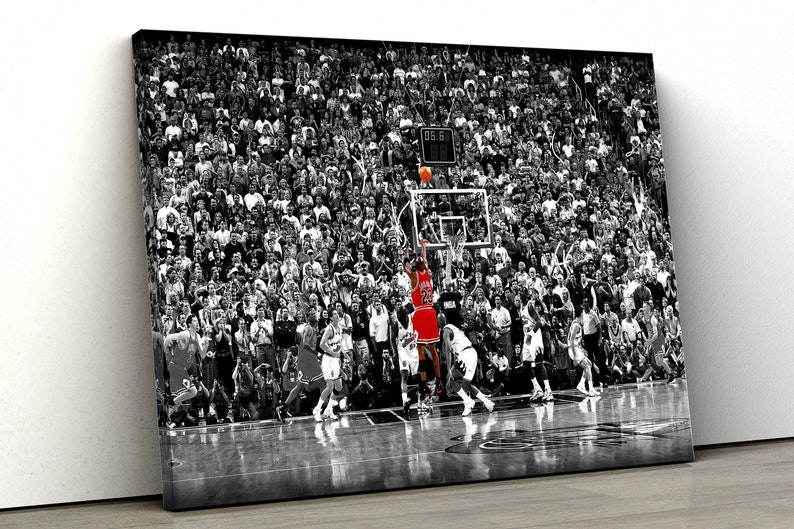 Michael Jordan Last Shot Canvas Wall Art Ready To Hang Etsy