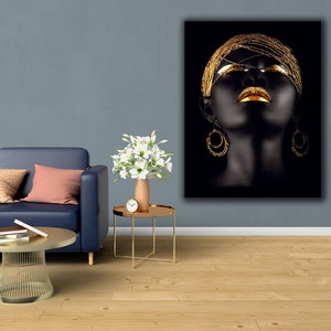 African Canvas Art-black Woman With Golden Hair Canvas/printed - Etsy
