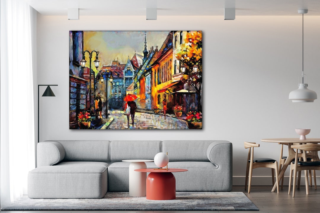 Urban Oil Painting / City Abstract Art / City Scape Printing / - Etsy