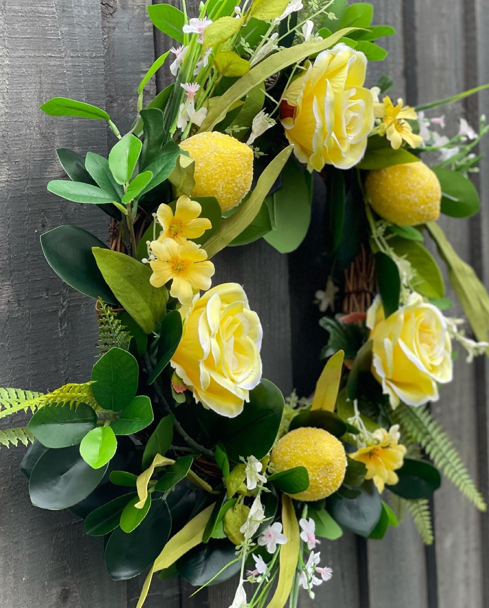 Lemon Wreath summer wreath front door wreath faux lemons Etsy