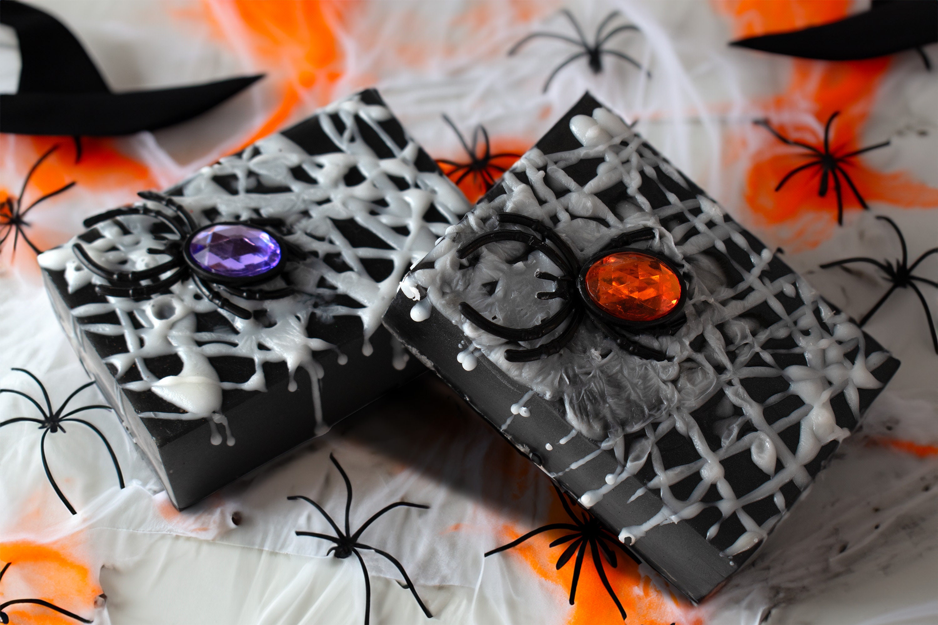 Spider Web Artisan Bar Soap | Halloween Soap | Activated Charcoal Bar Soap