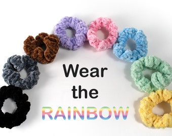 Pastel Chenille Hair Scrunchie | Handmade Crochet Hair Tie