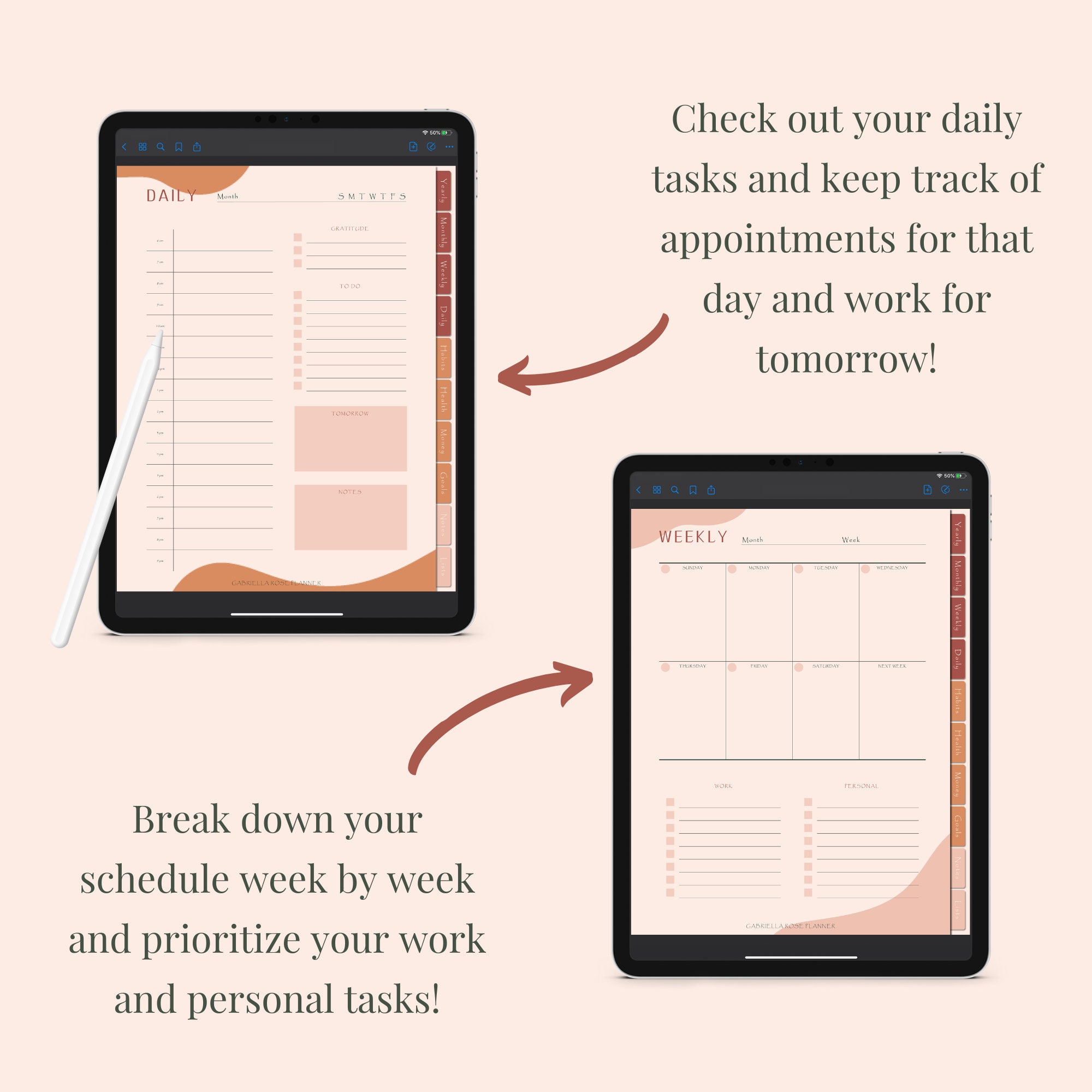 Desert Wanderer - Undated Digital Planner With Hyperlinks for Goodnotes ...