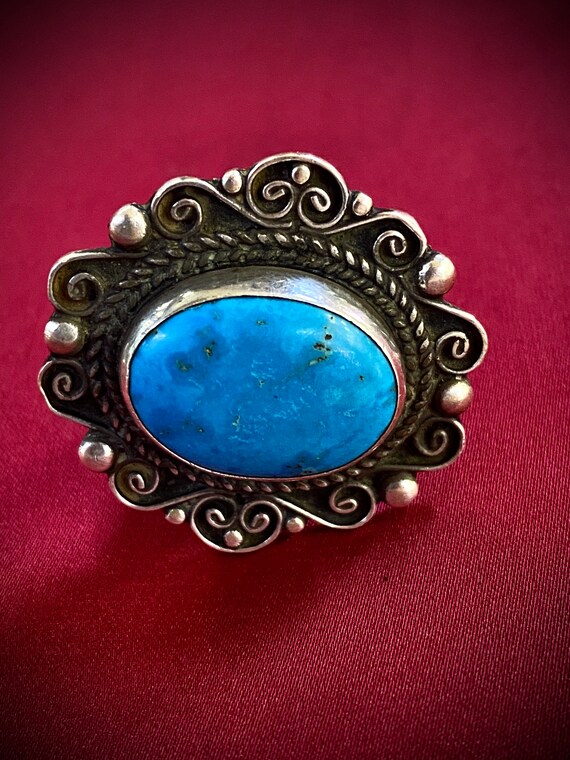 Large bague ancienne argent massif poinçon 925 - t60.5 - en ance