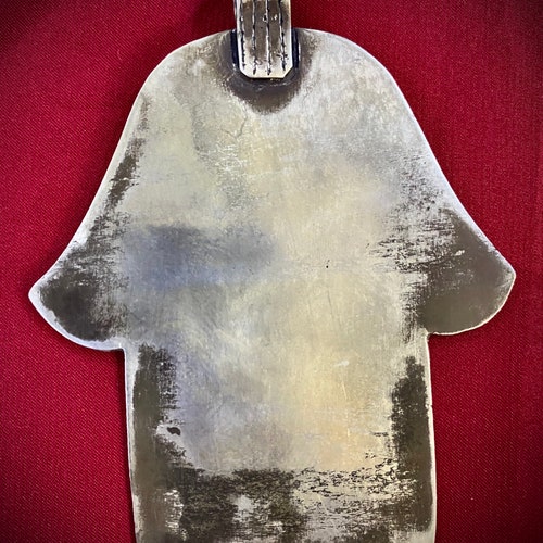 Morocco Old hand of Fatima Jews protection against the evil eye in silver Khamsa - Khomissa - hamsa Essaouira shops region
