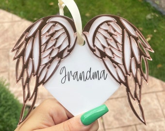 Personalized Angel Wings Ornament, Memorial 2023 Ornament, Christmas Ornament, Personalized Christmas Ornament, Acrylic Ornament, Keepsake