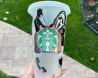 Halloween Starbucks Cup | Ghost Face Starbucks Cup | Spooky Starbucks Cold Cup | Horror Movie Cup | Cute Scream Cup | Scary Starbucks Cup