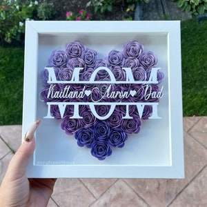 Mom Heart Shaped Monogram Flower Shadow Box Mom Mothers Day Gift Daughter and Kids Customized Gift for Mothers Day, Birthday, Christmas image 7