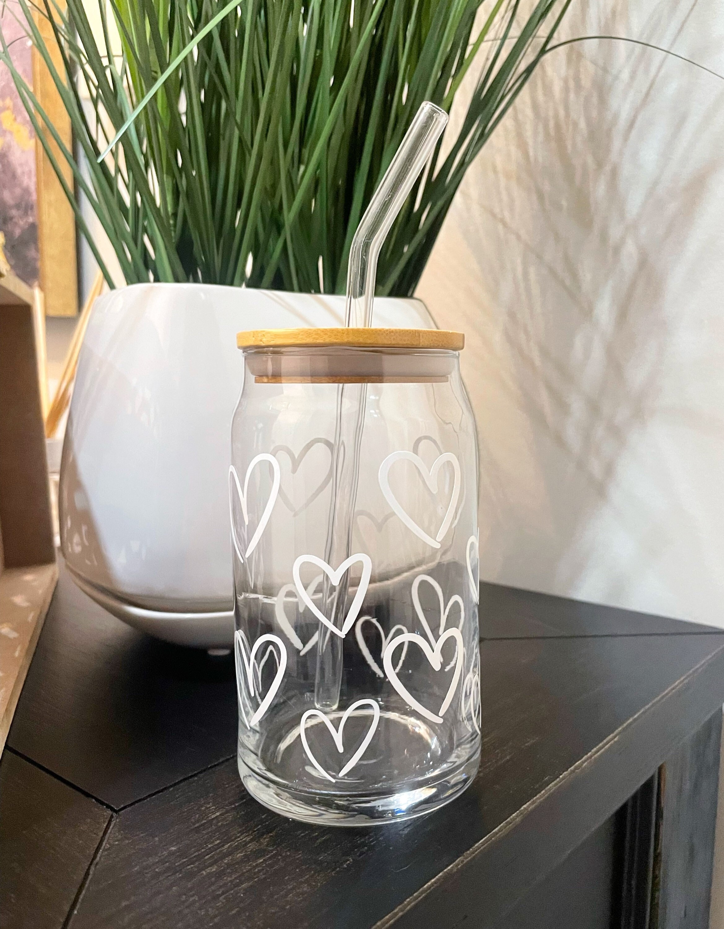 Heart Iced Coffee Beer Glass Can Iced Coffee Beer Glass Can Coffee Cup Glass  Can Coffee Addict Custom Cup With Bamboo Lid Straw 