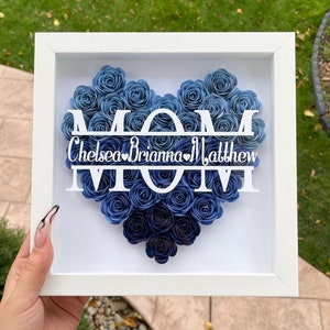 Mom Heart Shaped Monogram Flower Shadow Box Mom Mothers Day Gift Daughter and Kids Customized Gift for Mothers Day, Birthday, Christmas image 4