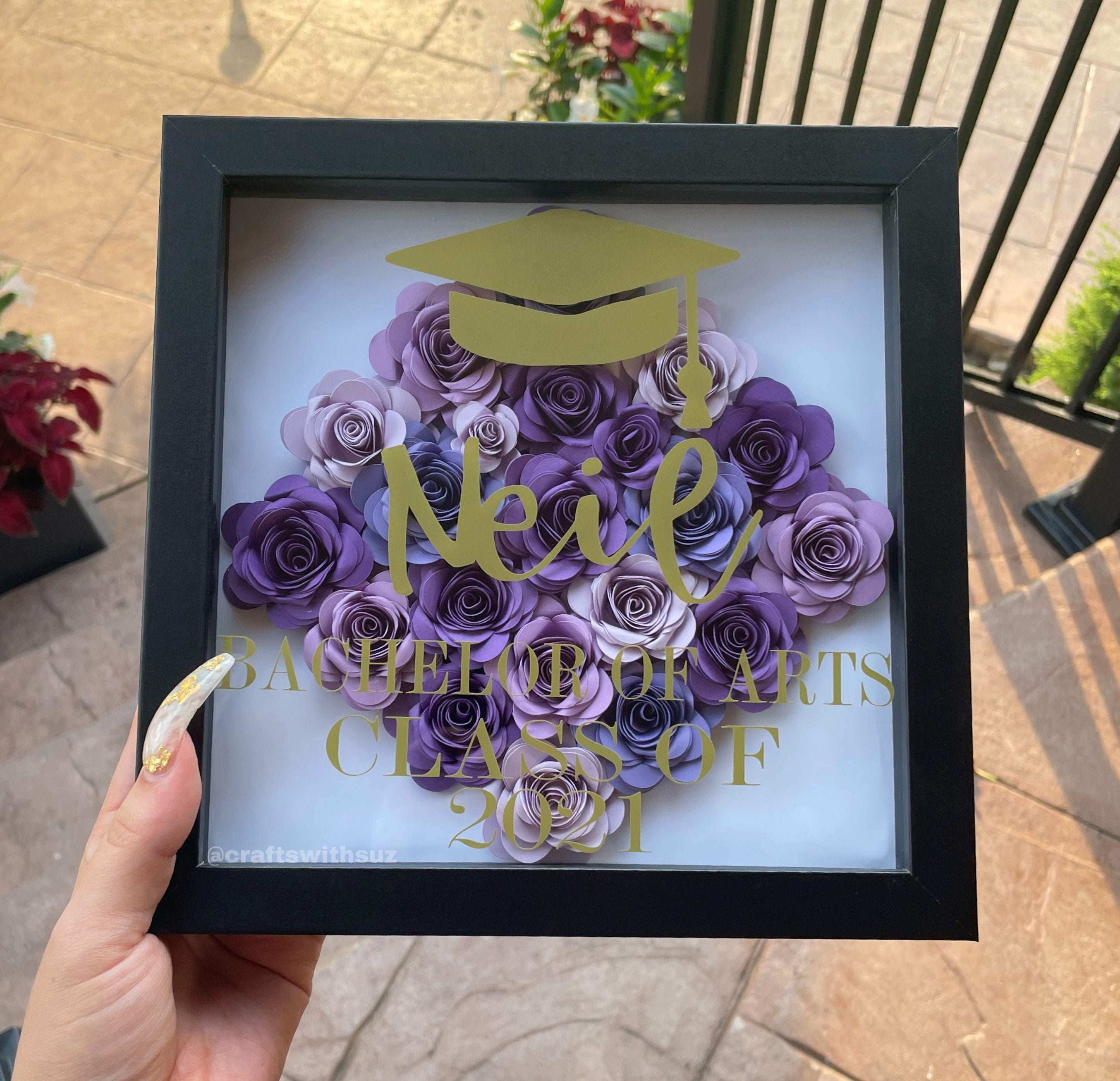 Graduation Cap Flower Shadow Box Assorted Paper Flower Box Etsy