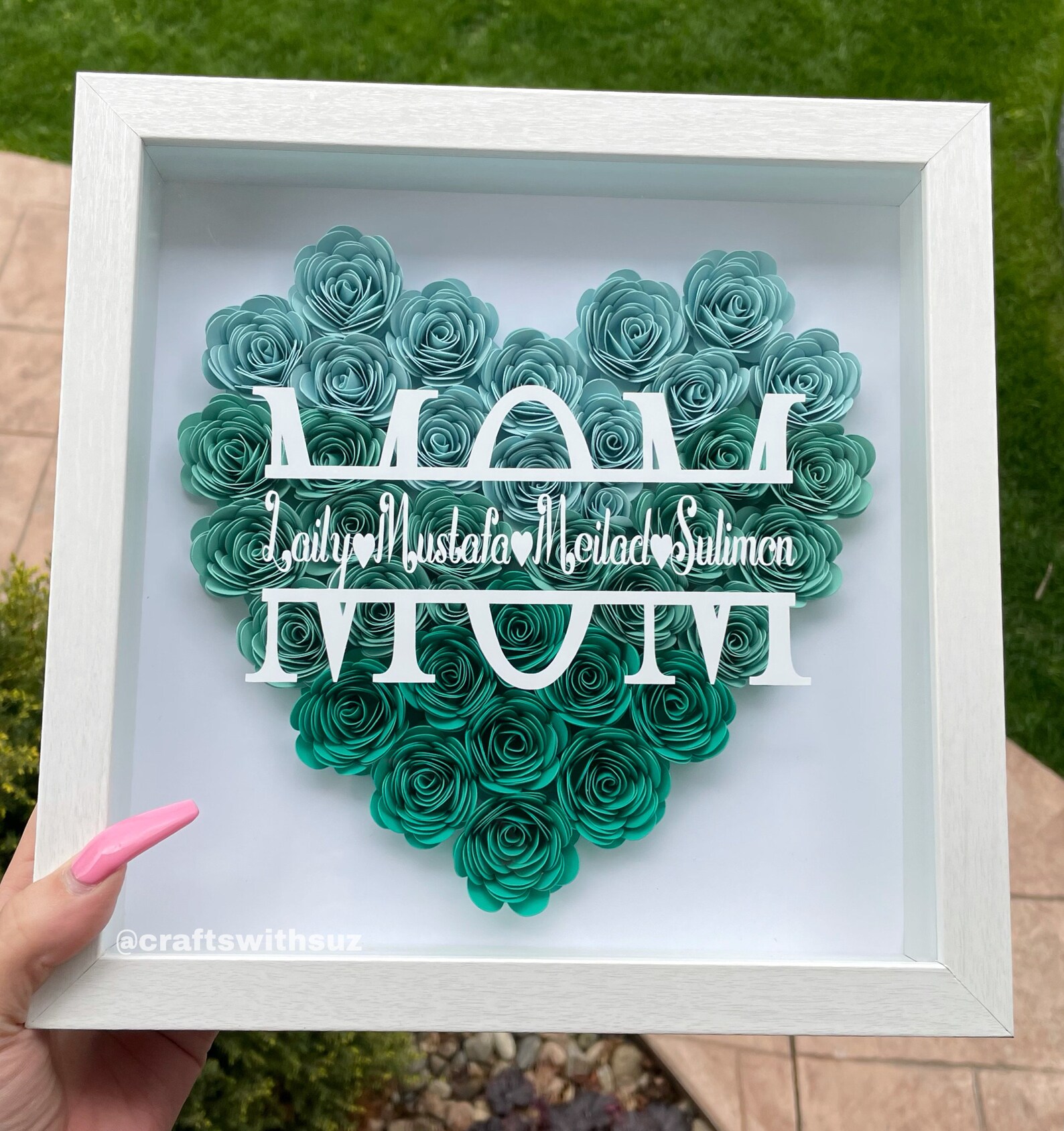 Mom Heart Shaped Monogram Flower Shadow Box Mothers Day Gift Etsy