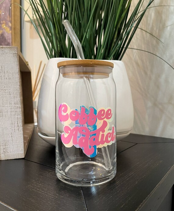 Personalized Iced Coffee Cup Glass Can Soda Cup With Lid and 