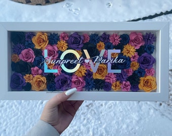 Love Gift Shadow Box | Custom Rose Flower Box | Customized Gift for Birthday, Mothers Day, Anniversary | Valentines Gift for Her