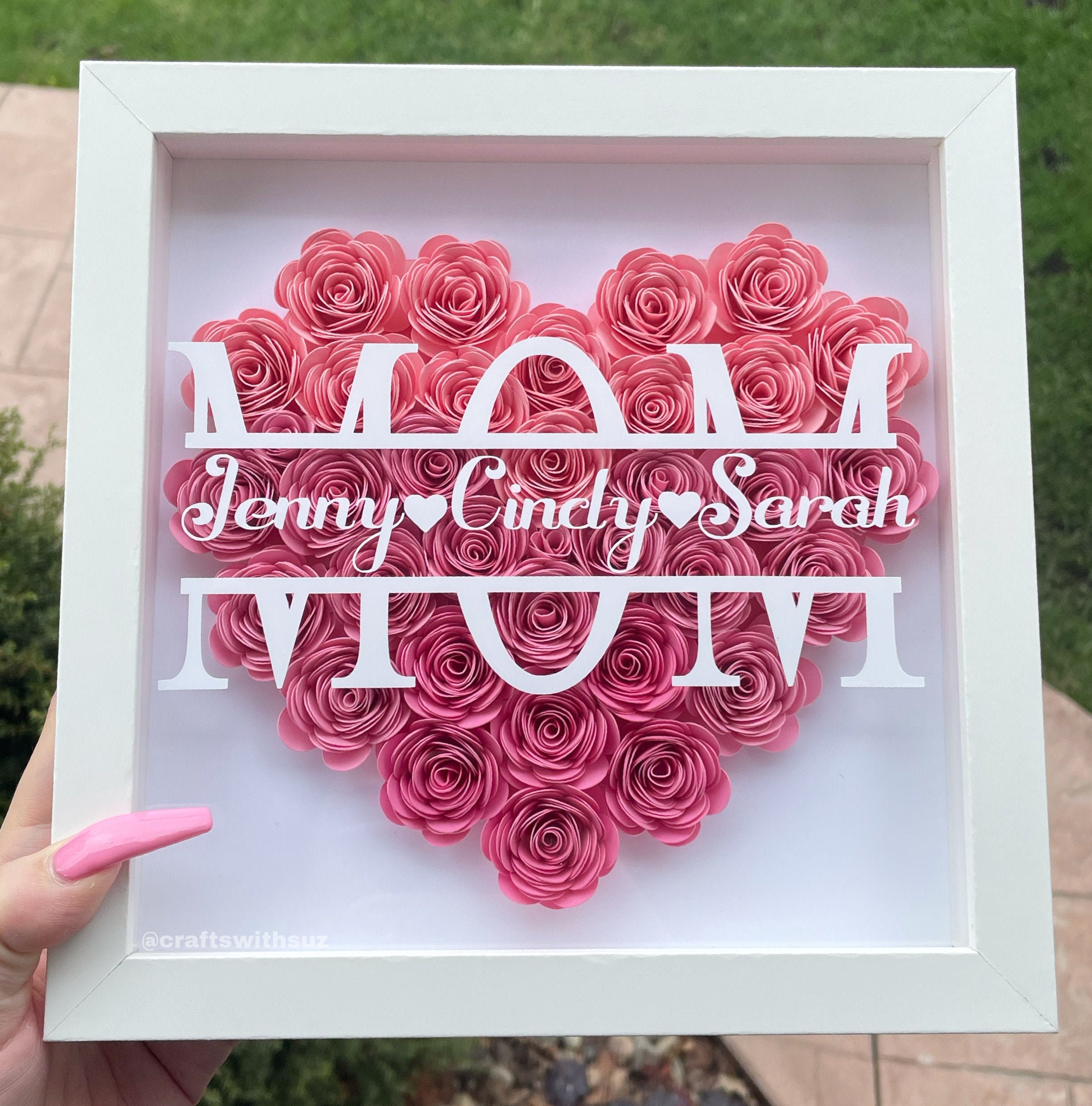 Mom Heart Shaped Monogram Flower Shadow Box Mom Gift From | Etsy Canada