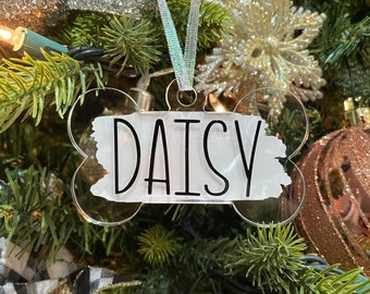Custom Pet Ornament | Bone Ornament | Dog Lover Gift | Christmas Ornament | Christmas Gift | Custom Ornament | Dog Gift Idea | Dog Ornament