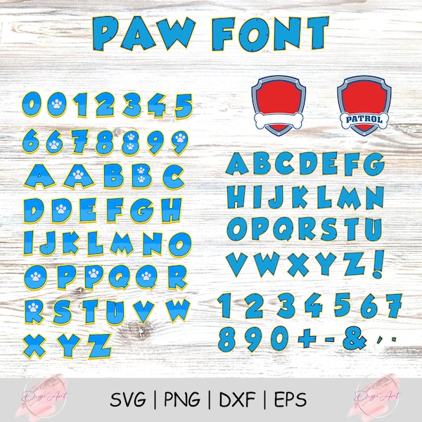 Paw Inspired Font - Puppy Patrol Svg - Patrol SVG - Puppy Svg - Font SVG - Font - SVG - Instant Download - Clipart - Vector File - Cut File