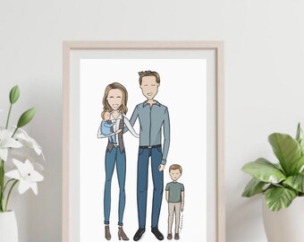 Custom Portrait Illustrations, personalized gift  Digital Portrait, Family Illustration, Personalized Portrait, Valentine’s Day.