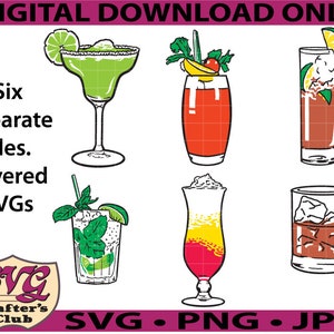 Alcohol Cocktails Liquor Bundle SVG Design for Cricuts and Silhouettes