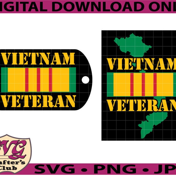 Vietnam Veteran Map and Dog Tag SVG design for Cricuts and Silhouettes