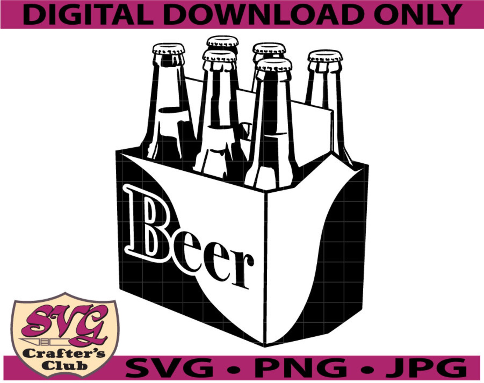 Six Pack Of Generic Beer Alcohol SVG Design For Cricuts And Etsy