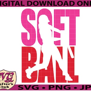 Softball Batter Stacked Letters SVG Design for Crickets and Silhouettes