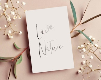 Carte postale amour nature n° 2, dicton, minimaliste, amour de la nature, carte de vœux A6, carton design 300g, carte drôle romantique