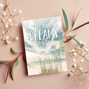 Postkarte Let your dreams come true, Grußkarte A6, 300g Designkarton, romantische, witzige und lustige Karte, Sprüche