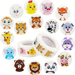 50 Cartoon Sticker Aufkleber Set Löwe Tiger Katze Hund Panda Elefant Fuchs Kuh, für Kinder, Basteln, Umschläge, Laptop, Schule, scrapbooking