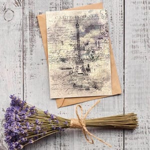 Postal vintage con mapa de la Torre Eiffel de París nº 3, tarjeta de felicitación A6, cartulina de diseño de 300 g, álbum de recortes