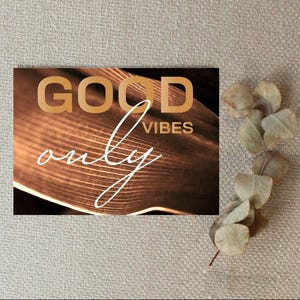 Postkarte good vibes only, Grußkarte A6, 300g Designkarton