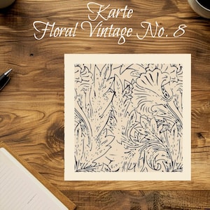 Karte, Poster: Floral Vintage No. 8, schöne quadratische Grußkarte, Postkarte, Poster als Kunstdruck für Wandbild oder toller Collage