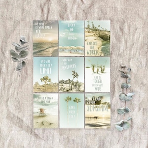 Postales set de 9 Momentos Felices, tarjetas de felicitación A6, cartulina de diseño 300g, postales románticas divertidas, tarjetas motivadoras, paquete de 9 Playa