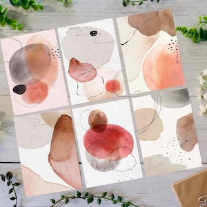 Postkarten 6-er Set Orbis Aquarell, Grußkarten A6, 300g Designkarton, romantische witzige lustige Postkarten, Motivationskarten, 6 Pack