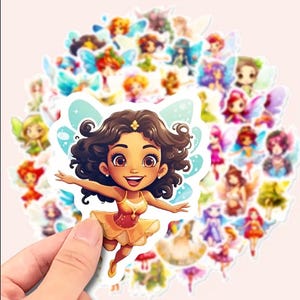 50 adesivi collage adesivi fata cartoni animati adesivi in PVC impermeabili per adolescenti custodia per telefono quaderni album diari diari