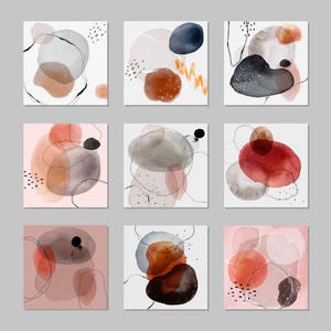 Pack de 9 belles cartes d'aquarelle Orbis 3 dans de superbes couleurs pastel. Carré 15 x 15 cm. Cartes postales, cartes de vœux, cadeaux