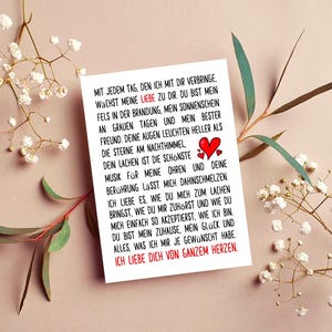 Karte Liebesbrief Nr.1, Freundschaft, Liebe, Treue, Grußkarte A6, 300g Designkarton, romantischer Brief Botschaft ich liebe dich, I love you