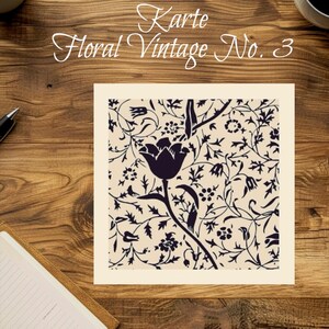 Karte, Poster: Floral Vintage No. 3, schöne quadratische Grußkarte, Postkarte, Poster als Kunstdruck für Wandbild oder toller Collage