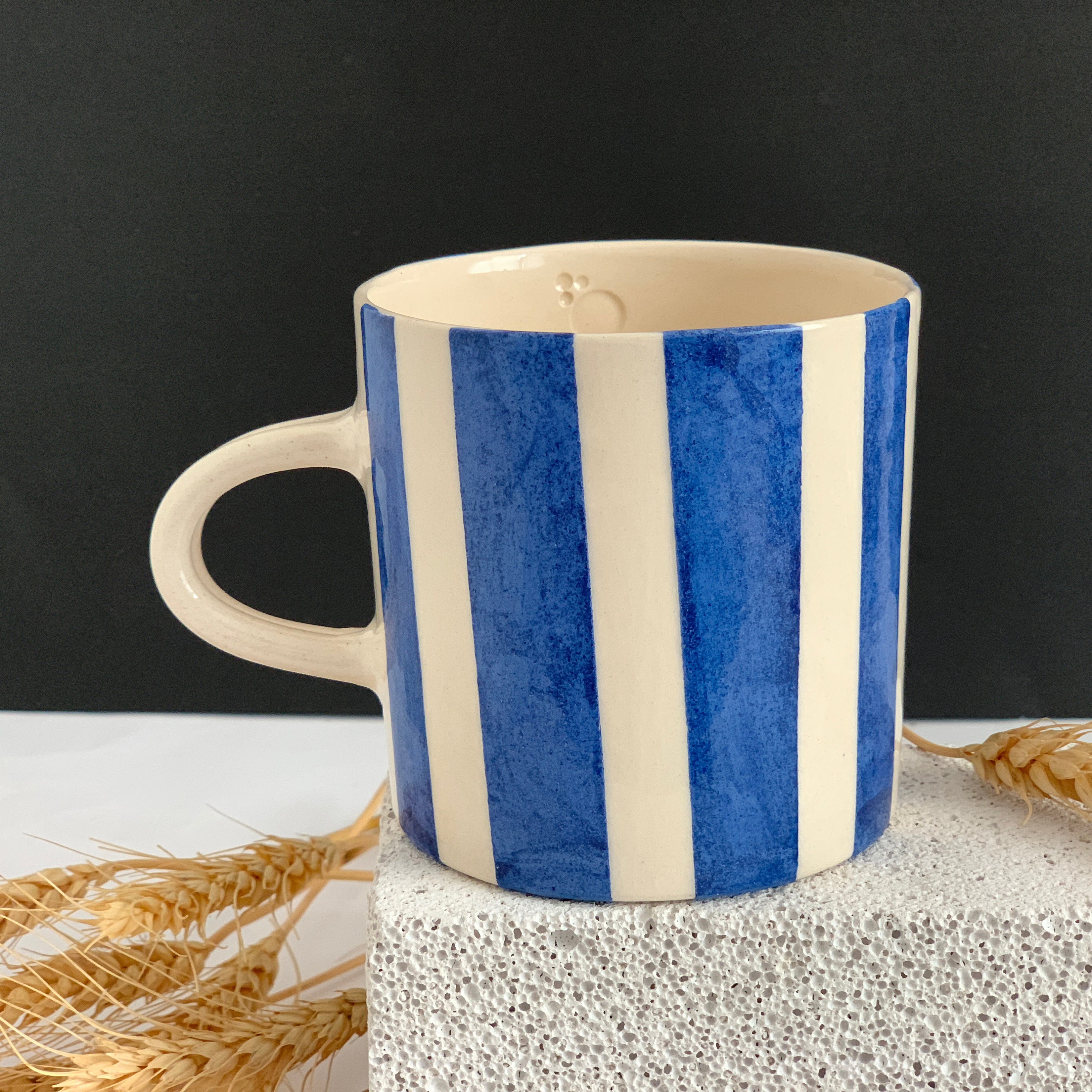 Handmade Ceramic Blue and White Striped Large MugCeramic Mug Etsy